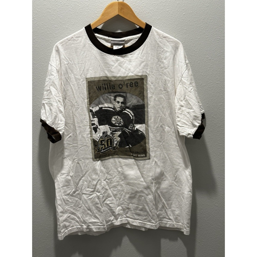 Willie O' Ree (NHL) Shirt White W/Black Trim. XL